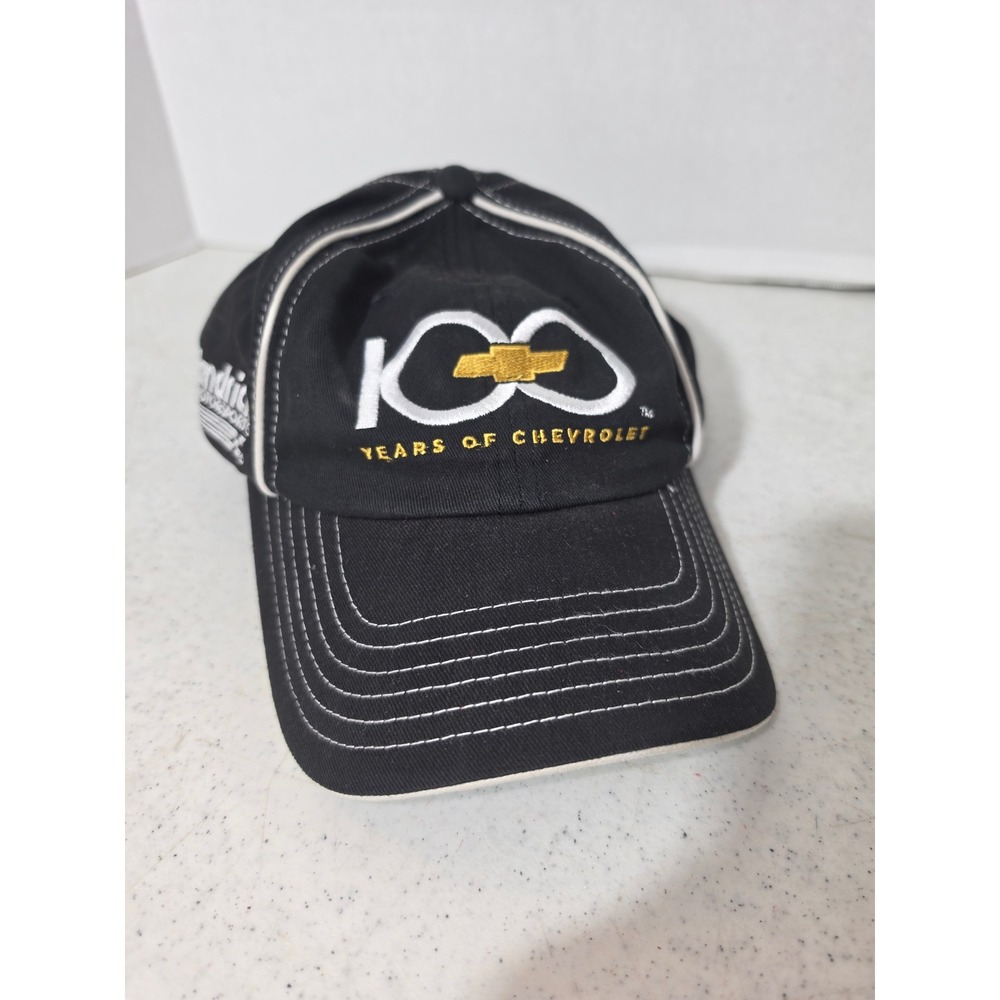 Checkered Flag Chevrolet Hat Mens OSFA Black Excellent Hendrick NASCAR